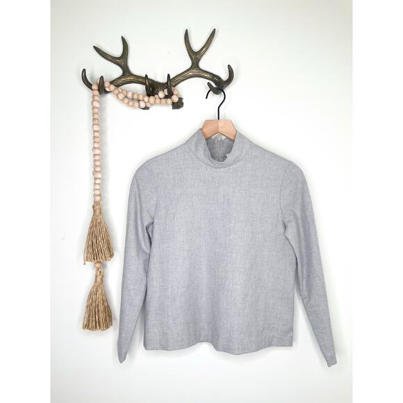 Aritzia Babaton Blair Mock Neck Top XS Gray Minimalist Work Neutral - Picture 4 of 10